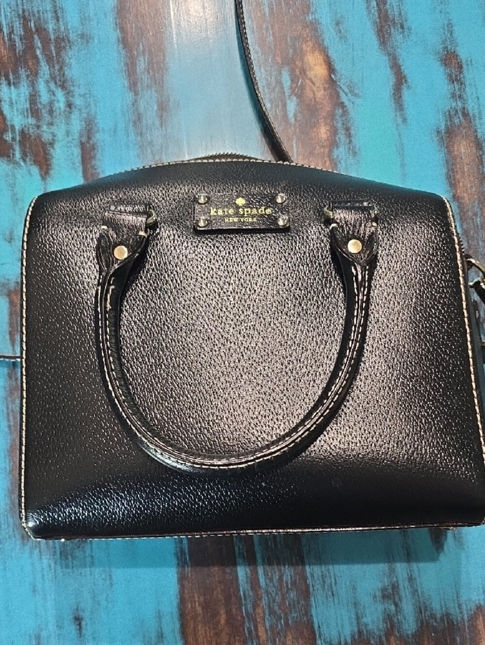 kate spade Black Pebbled Leather Satchel with Gold-Tone Accents - Picture 2 of 5